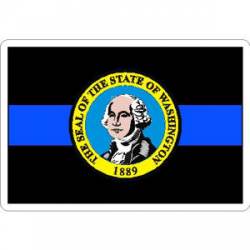 Thin Blue Line Washington State Seal - Vinyl Sticker