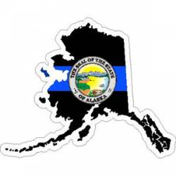Thin Blue Line Alaska Outline State Seal - Vinyl Sticker