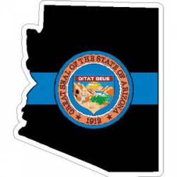 Thin Blue Line Arizona Outline State Seal - Vinyl Sticker