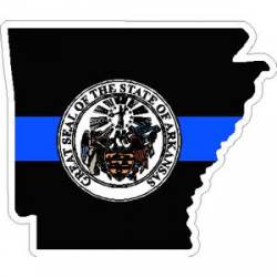 Thin Blue Line Arkansas Outline State Seal - Vinyl Sticker