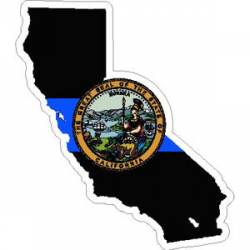 Thin Blue Line California Outline State Seal - Vinyl Sticker