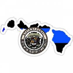 Thin Blue Line Hawaii Outline State Seal - Vinyl Sticker