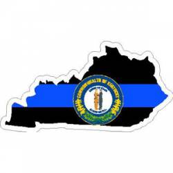 Thin Blue Line Kentucky Outline State Seal - Vinyl Sticker