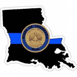Thin Blue Line Louisiana Outline State Seal - Vinyl Sticker