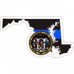 Thin Blue Line Maryland Outline State Seal - Vinyl Sticker