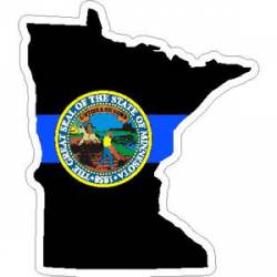 Thin Blue Line Minnesota Outline State Seal - Vinyl Sticker
