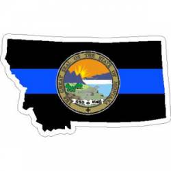 Thin Blue Line Montana Outline State Seal - Vinyl Sticker