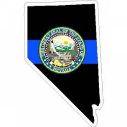 Thin Blue Line Nevada Outline State Seal - Vinyl Sticker