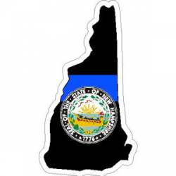 Thin Blue Line New Hampshire Outline State Seal - Vinyl Sticker