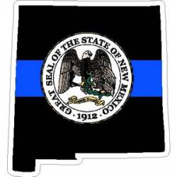 Thin Blue Line New Mexico Outline State Seal - Vinyl Sticker