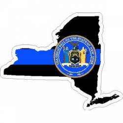 Thin Blue Line New York Outline State Seal - Vinyl Sticker