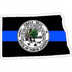 Thin Blue Line North Dakota Outline State Seal - Vinyl Sticker
