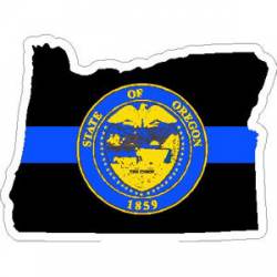 Thin Blue Line Oregon Outline State Seal - Vinyl Sticker