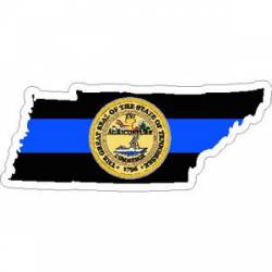 Thin Blue Line Tennessee Outline State Seal - Vinyl Sticker