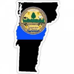Thin Blue Line Vermont Outline State Seal - Vinyl Sticker