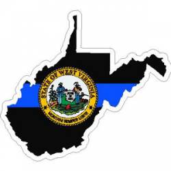 Thin Blue Line West Virginia Outline State Seal - Vinyl Sticker