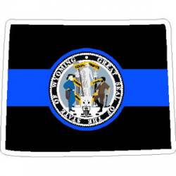 Thin Blue Line Wyoming Outline State Seal - Vinyl Sticker