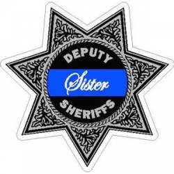 Thin Blue Line Deputy Sheiffs Sister 7 Point Badge - Vinyl Sticker