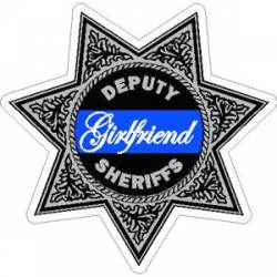 Thin Blue Line Deputy Sheiffs Girlfriend 7 Point Badge - Vinyl Sticker