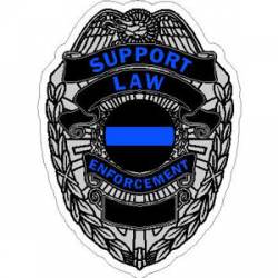 Thin Blue Line Support Law Enforcement Badge - Vinyl Sticker
