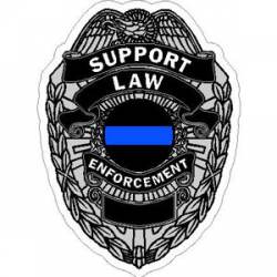 Support Law Enforcement Thin Blue Line Badge - Vinyl Sticker