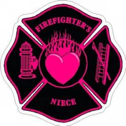 Firefighter's Niece Pink Maltese Cross - Vinyl Sticker