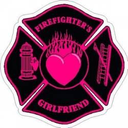 Firefighter's Girlfriend Pink Maltese Cross - Vinyl Sticker