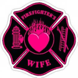 Firefighter's Wife Pink Maltese Cross - Vinyl Sticker