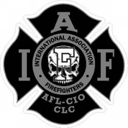 Black & Grey Skull IAFF International Association Firefighters - Vinyl Sticker