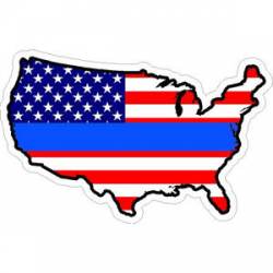 Thin Blue Line USA With American Flag - Vinyl Sticker