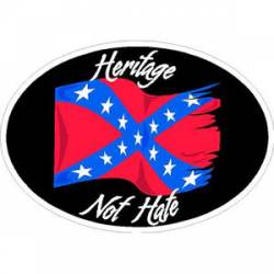 Confederate Flag Heritage Not Hate Black - Oval Sticker