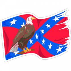 Confederate Flag Waving With Eagle - Sticker