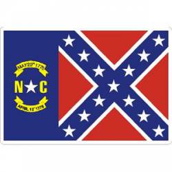 North Carolina Confederate Rebel Flag - Rectangle Sticker