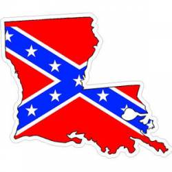 Louisiana Confederate Rebel Flag State Outline - Sticker