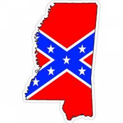 Mississippi Confederate Rebel Flag State Outline - Sticker