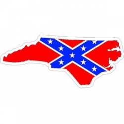 North Carolina Confederate Rebel Flag State Outline - Sticker