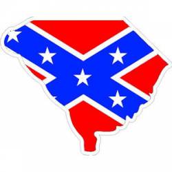 South Carolina Confederate Rebel Flag State Outline - Sticker