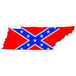 Tennessee Confederate Rebel Flag State Outline - Sticker