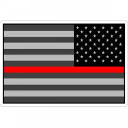 Thin Red Line Reverse American Flag - Rectangle Sticker