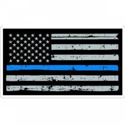 Thin Blue Line Rustic American Flag - Rectangle Sticker