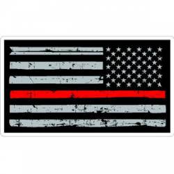 Thin Red Line Rustic Reverse American Flag - Rectangle Sticker