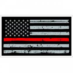 Thin Red Line Rustic American Flag - Rectangle Sticker