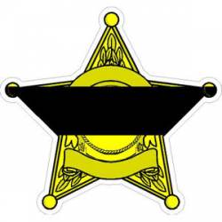 Gold 5 Star Sheriff Badge Black Line Mourning - Vinyl Sticker