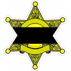 Gold 6 Star Sheriff Badge Black Line Mourning - Vinyl Sticker