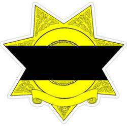 Gold 7 Star Sheriff Badge Black Line Mourning - Vinyl Sticker