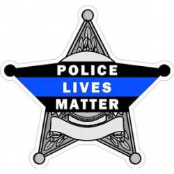 Thin Blue Line Police Lives Matter Badge 5 Point Grey - Vinyl Sticker