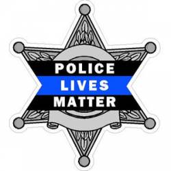 Thin Blue Line Police Lives Matter Badge 6 Point Grey - Vinyl Sticker