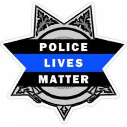 Thin Blue Line Police Lives Matter Badge 7 Point Grey - Vinyl Sticker