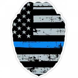 Subdued Distressed US Flag Blue Line Badge - Vinyl Sticker