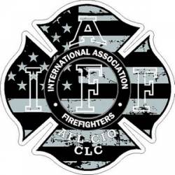 Distressed US Flag IAFF International Association Firefighters - Vinyl Sticker